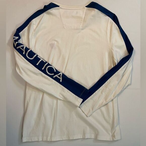 Nautica Long Sleeve Shirt White Blue Red - Picture 3 of 3
